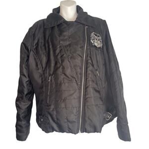 Vintage Y2K Baby Phat by Kimora Lee Simmons Women's Size 2X Black Zip Up Jacket